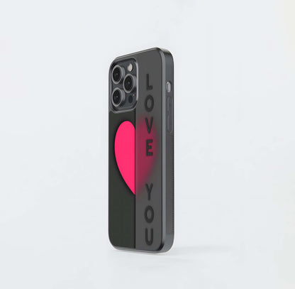 Split Heart Love You Minimalist Glass Case