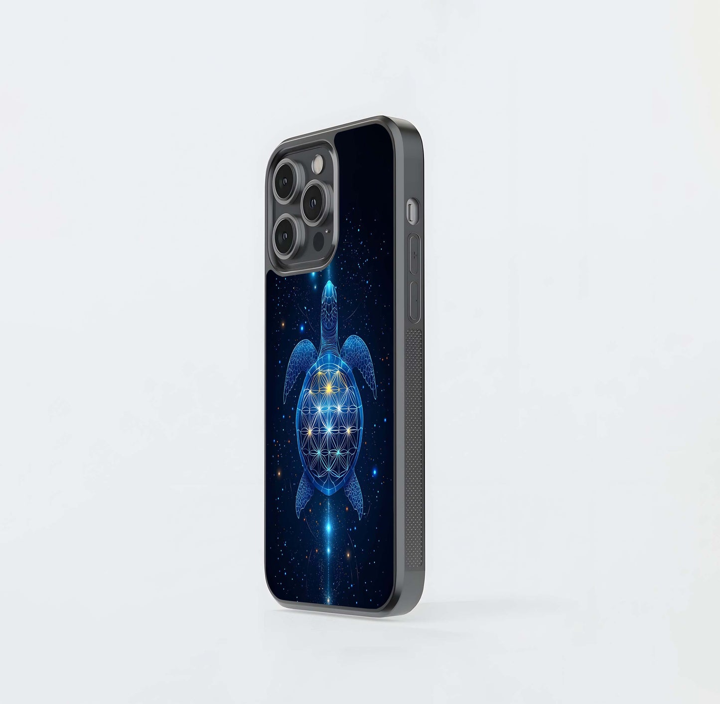 Crimson Blue Turtle Glass Case
