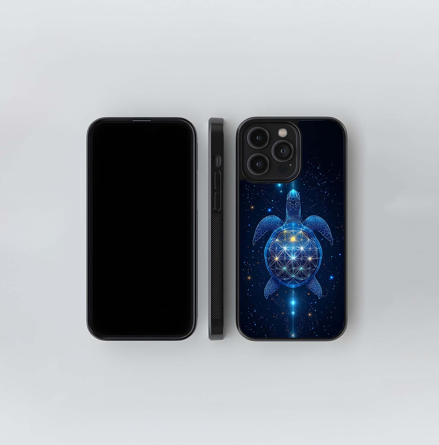 Crimson Blue Turtle Glass Case