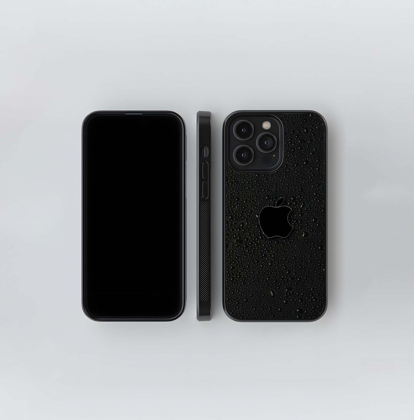 Black Water Droplet Apple Logo Glass Case