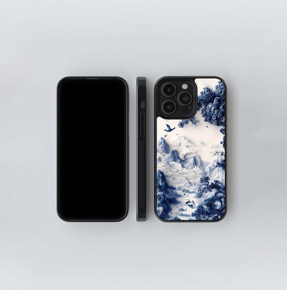 Porcelain Mountainscape Glass Case