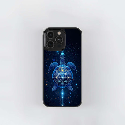 Crimson Blue Turtle Glass Case