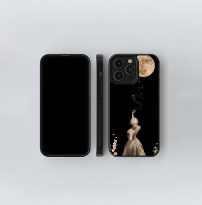 Girl reaching for Moon Glass Case