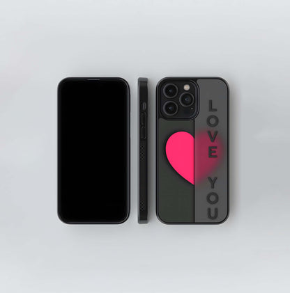 Split Heart Love You Minimalist Glass Case