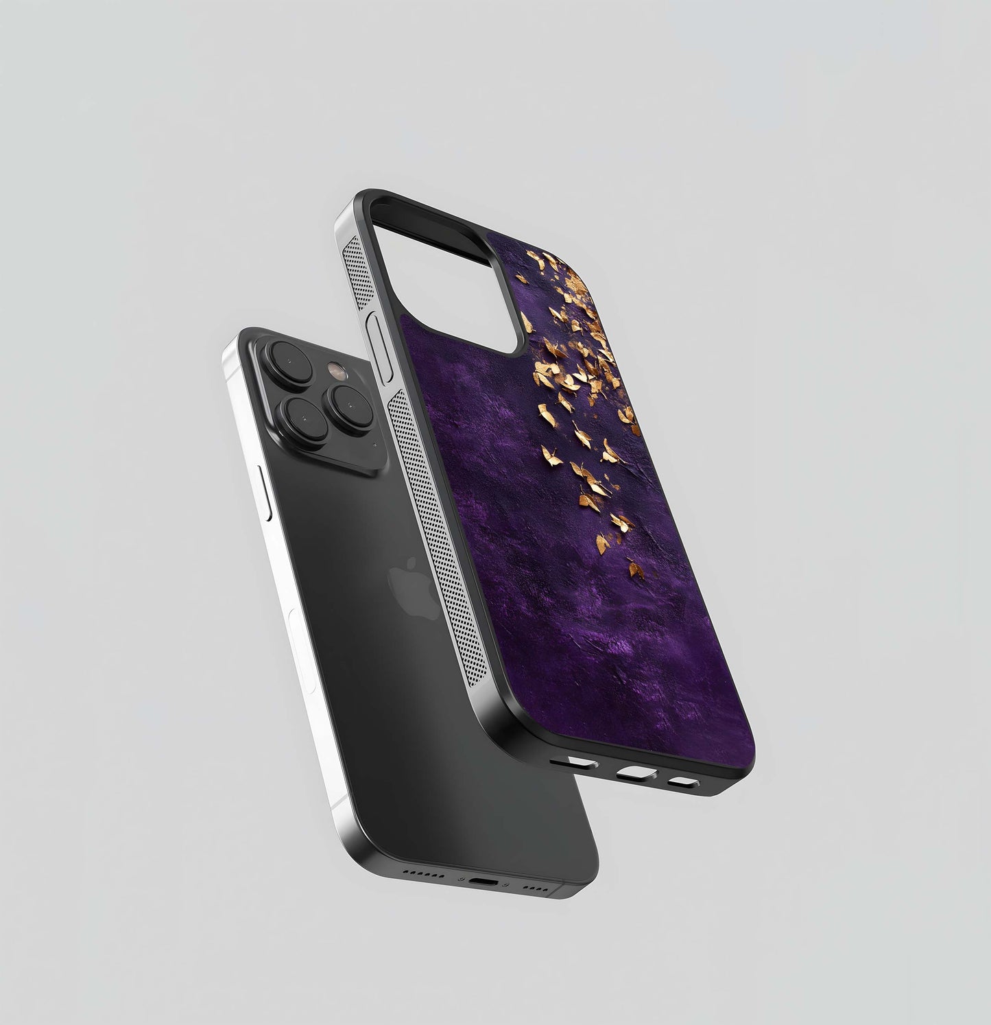 Gold Flake Purple Abstract Glass Case