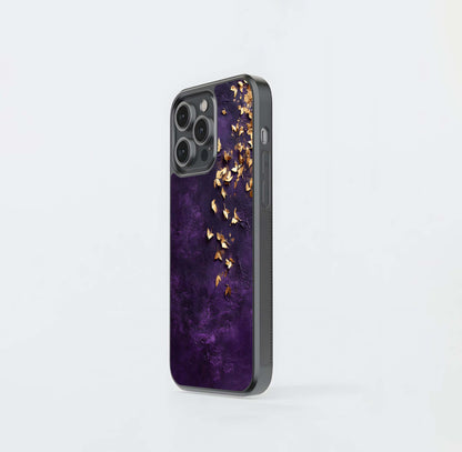Gold Flake Purple Abstract Glass Case