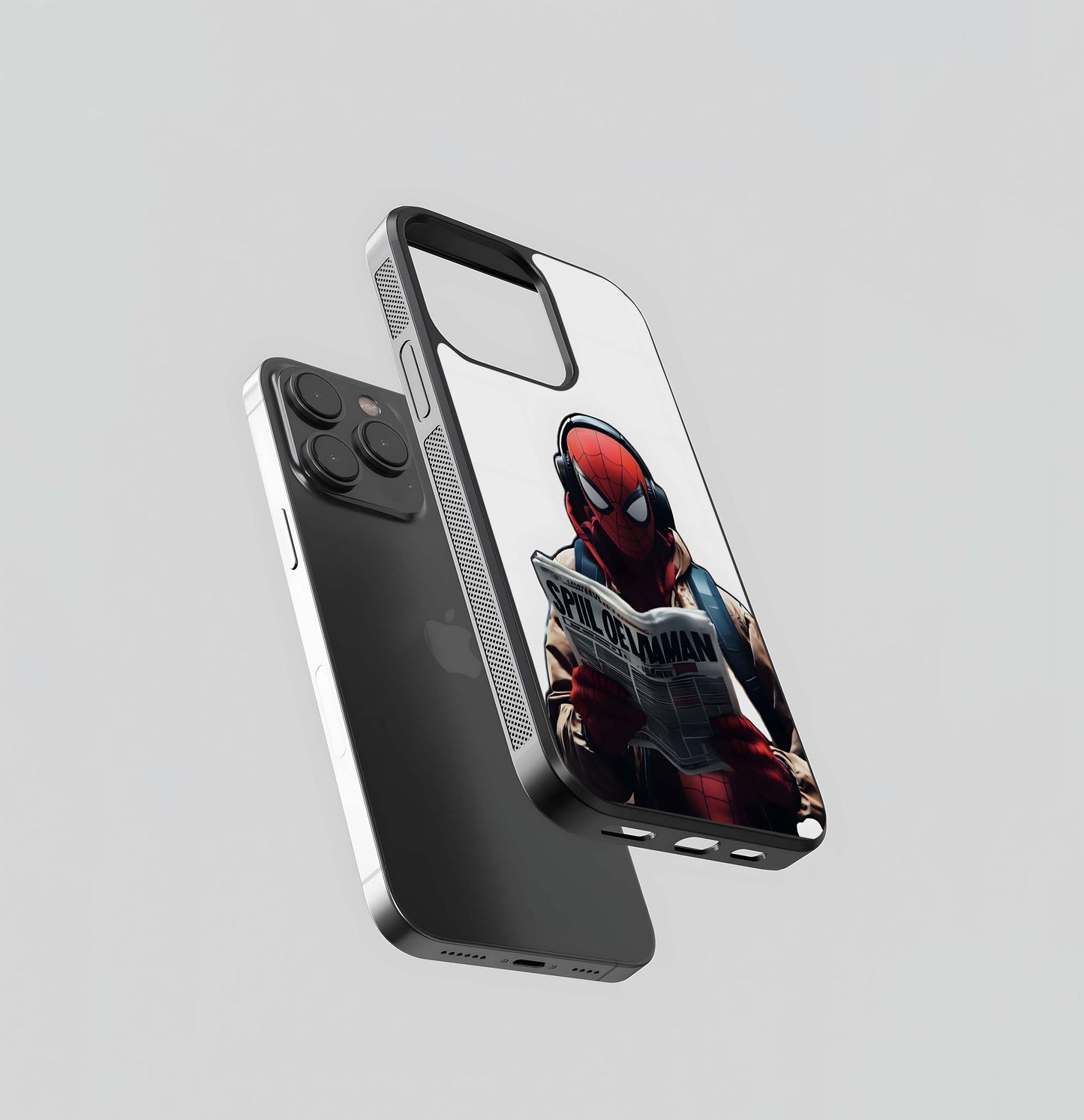 Spider-Man Reading a Newspaper with Headphones Glass Case