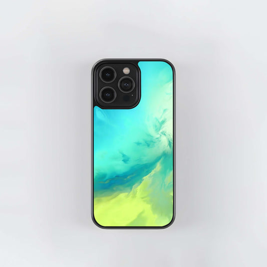 Aqua Lime Cloudscape Glass Case