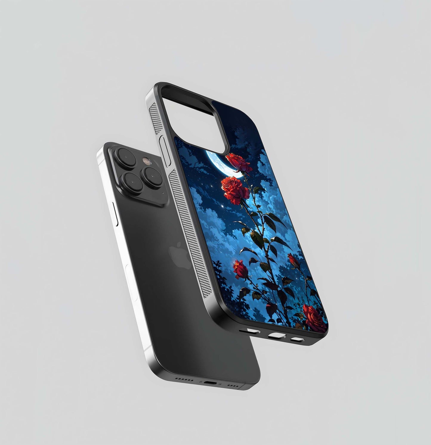 Crimson Rose Moon Glass Case