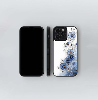 Blue and Gold Wired Floral Art Glass Case