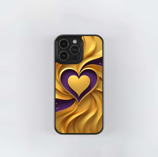 Golden Heart Embrace Glass Case