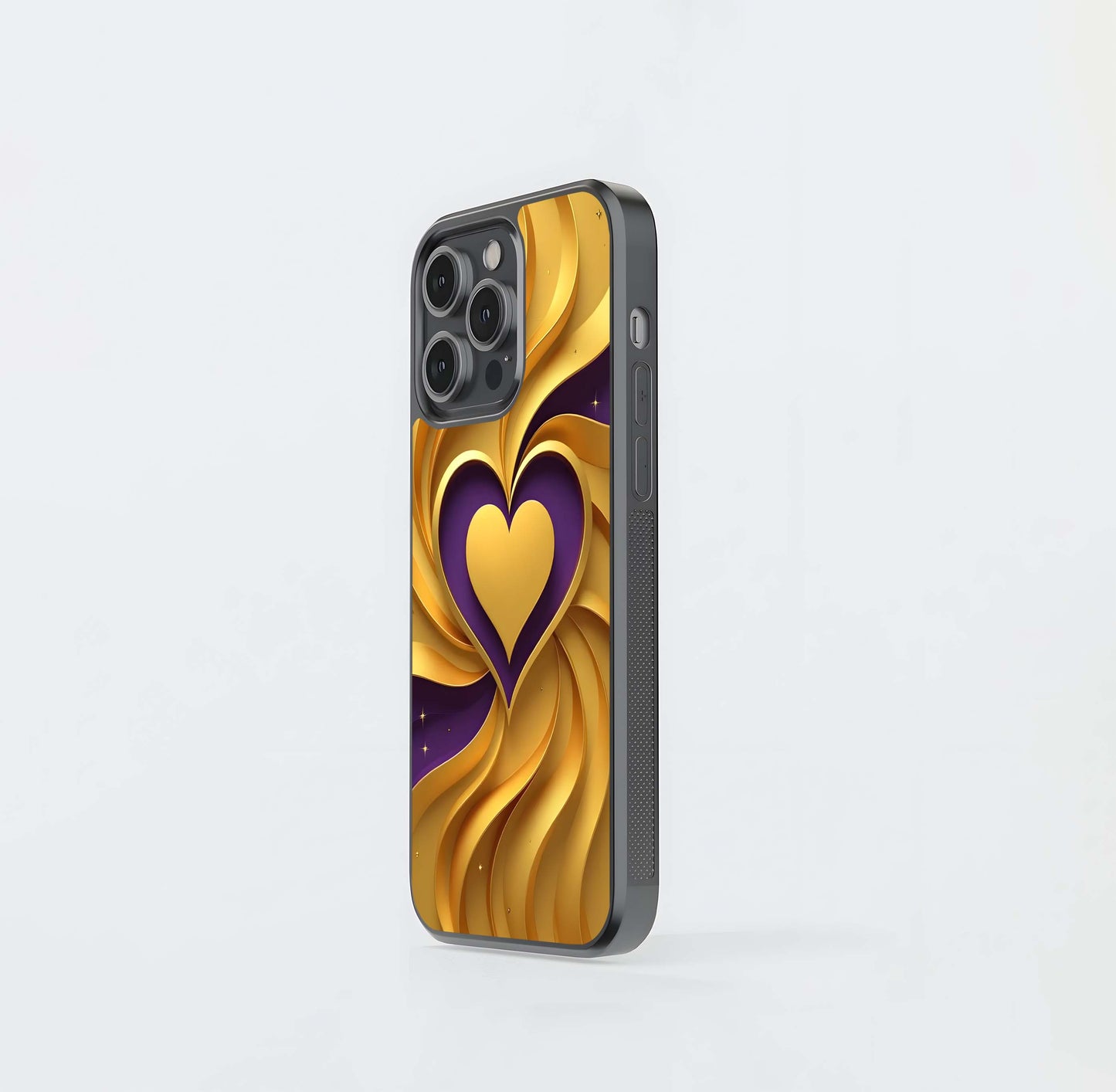 Golden Heart Embrace Glass Case