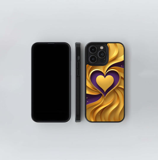 Golden Heart Embrace Glass Case