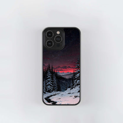 Starry Winter Forest Landscape Glass Case