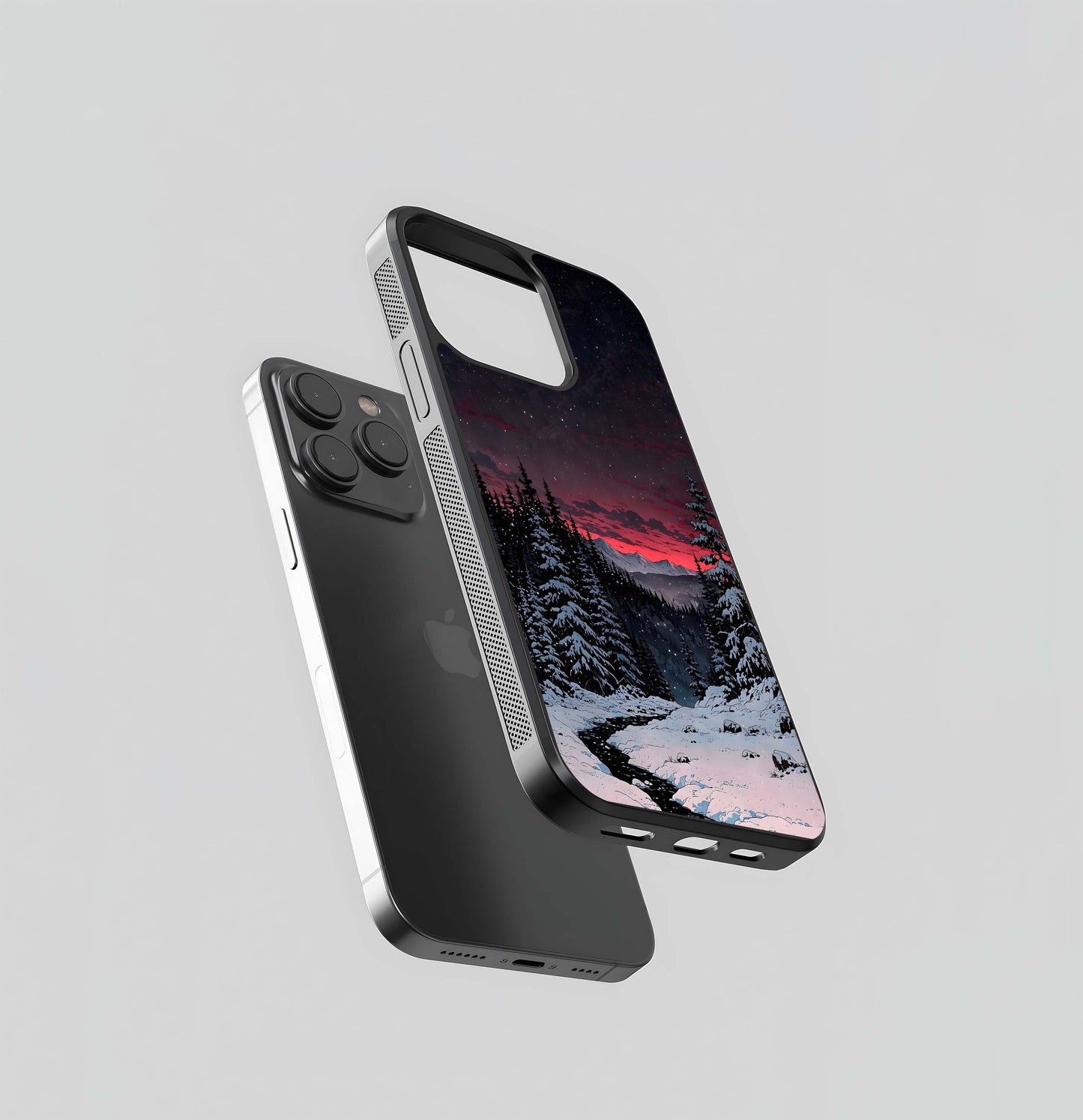 Starry Winter Forest Landscape Glass Case