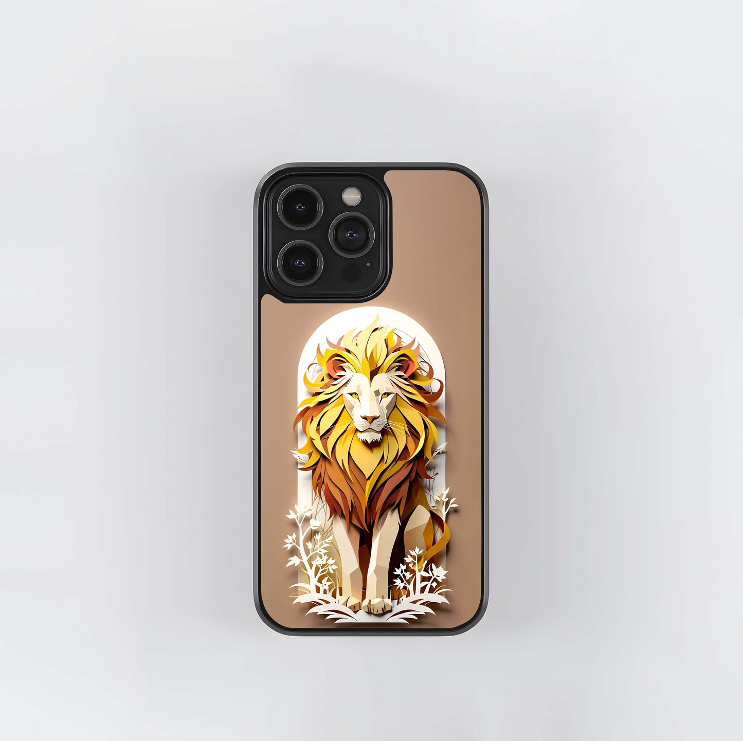 Golden Paper Lion Glass Case