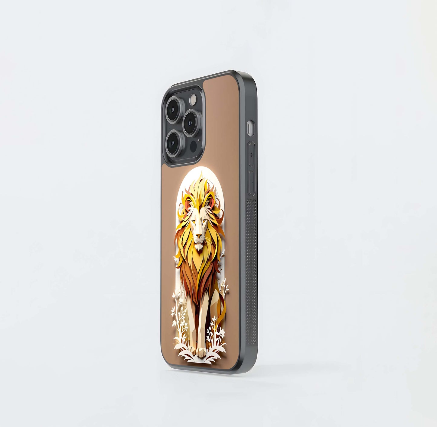 Golden Paper Lion Glass Case
