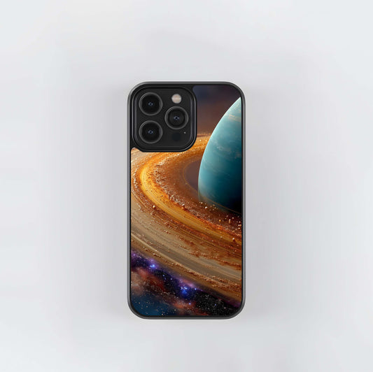 Golden Ringed Exoplanet Glass Case