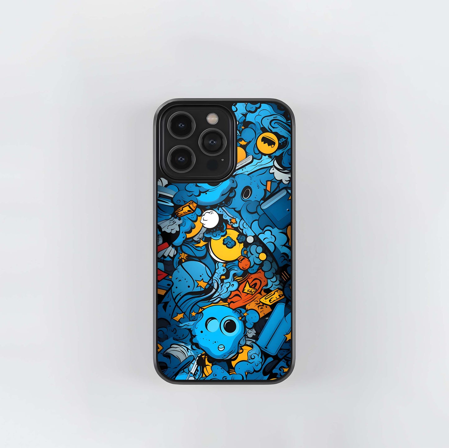 Blue Graffiti Doodle Bomb Glass Case