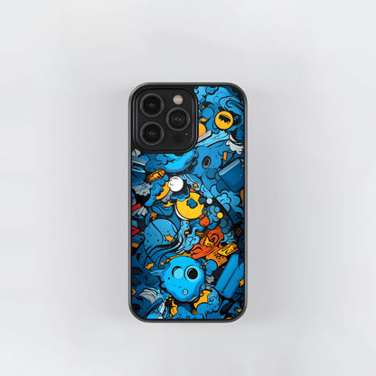 Blue Graffiti Doodle Bomb Glass Case