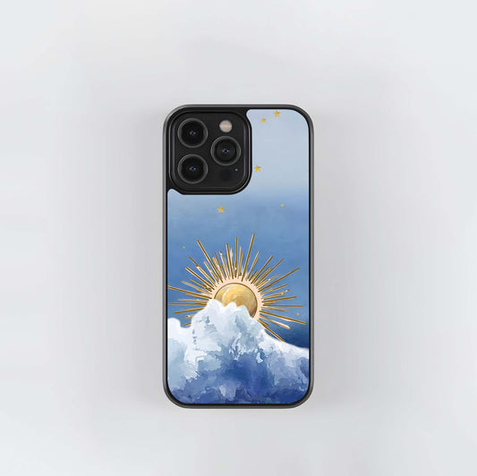 Golden Sun with Clouds Glass Case