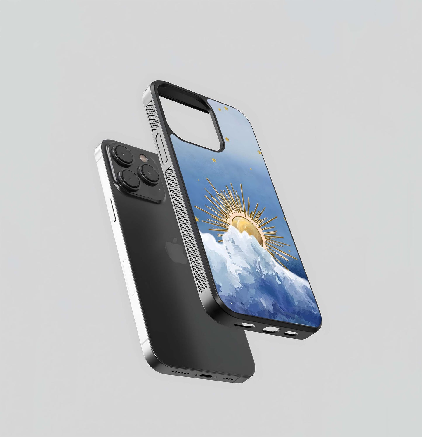 Golden Sun with Clouds Glass Case