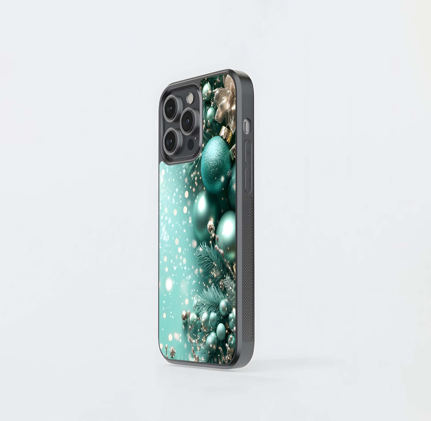 Teal & Gold Ornament Bokeh Glass Case