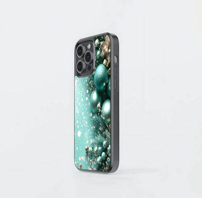 Teal & Gold Ornament Bokeh Glass Case