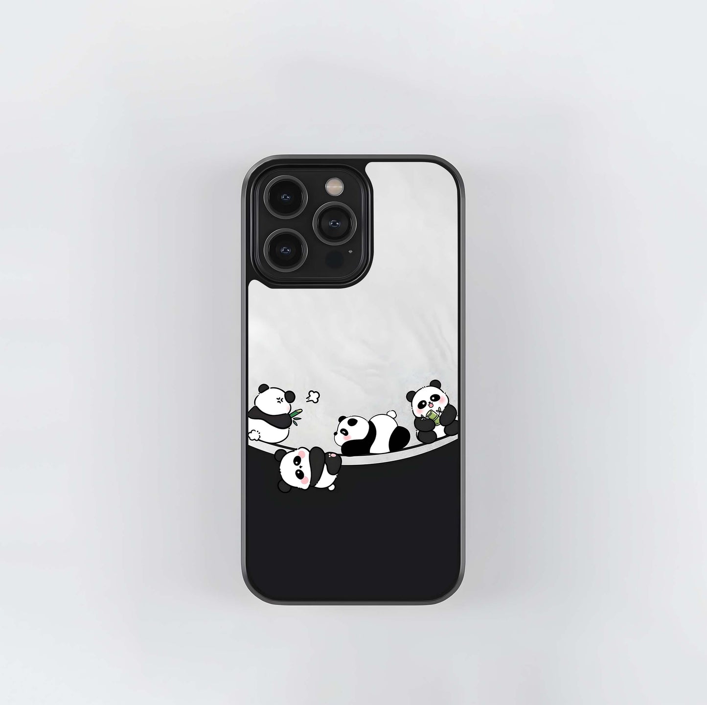 Chibi Panda Border Glass Case