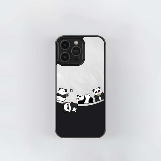 Chibi Panda Border Glass Case