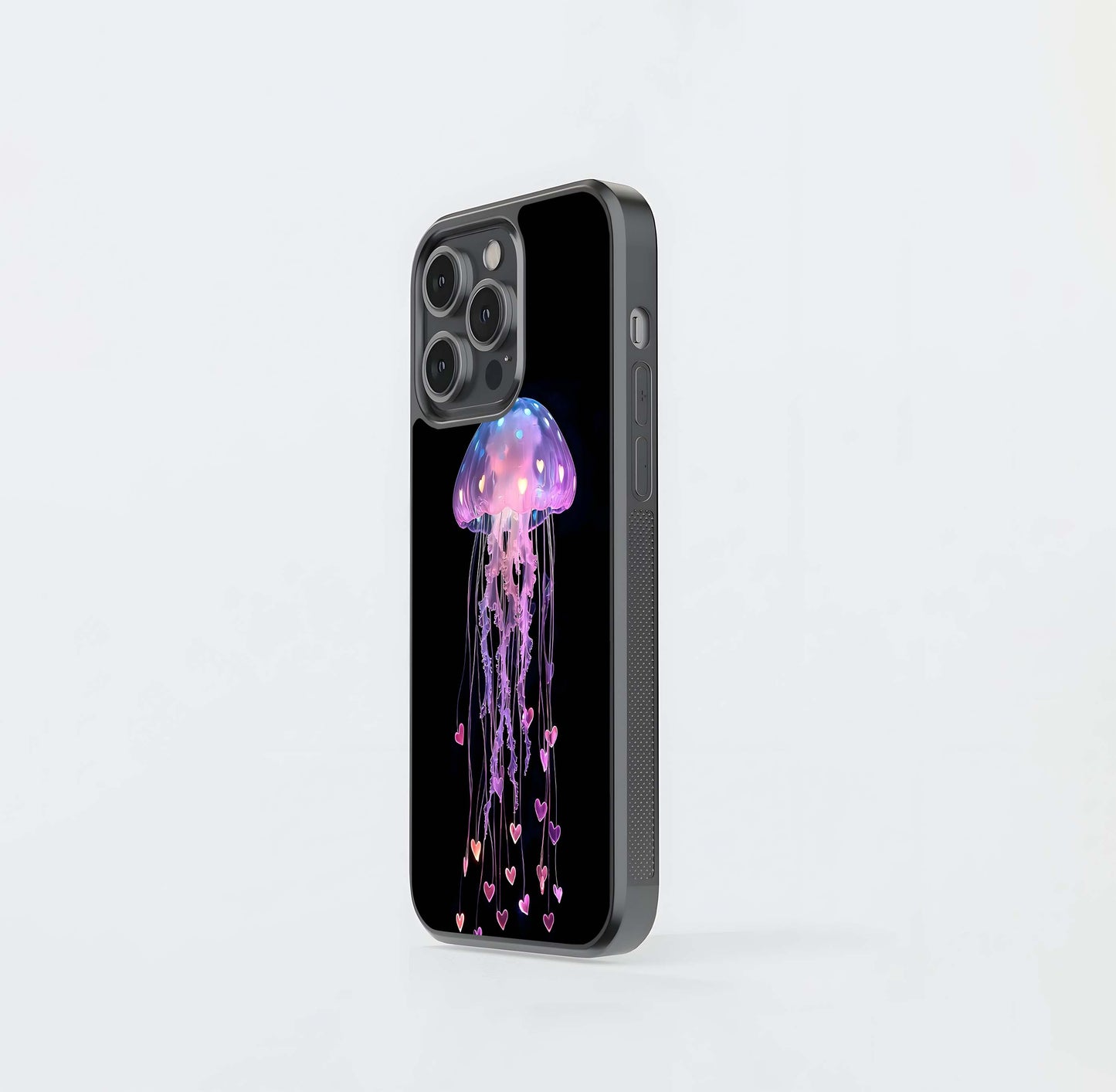 Neon Heart Jellyfish Glass Case