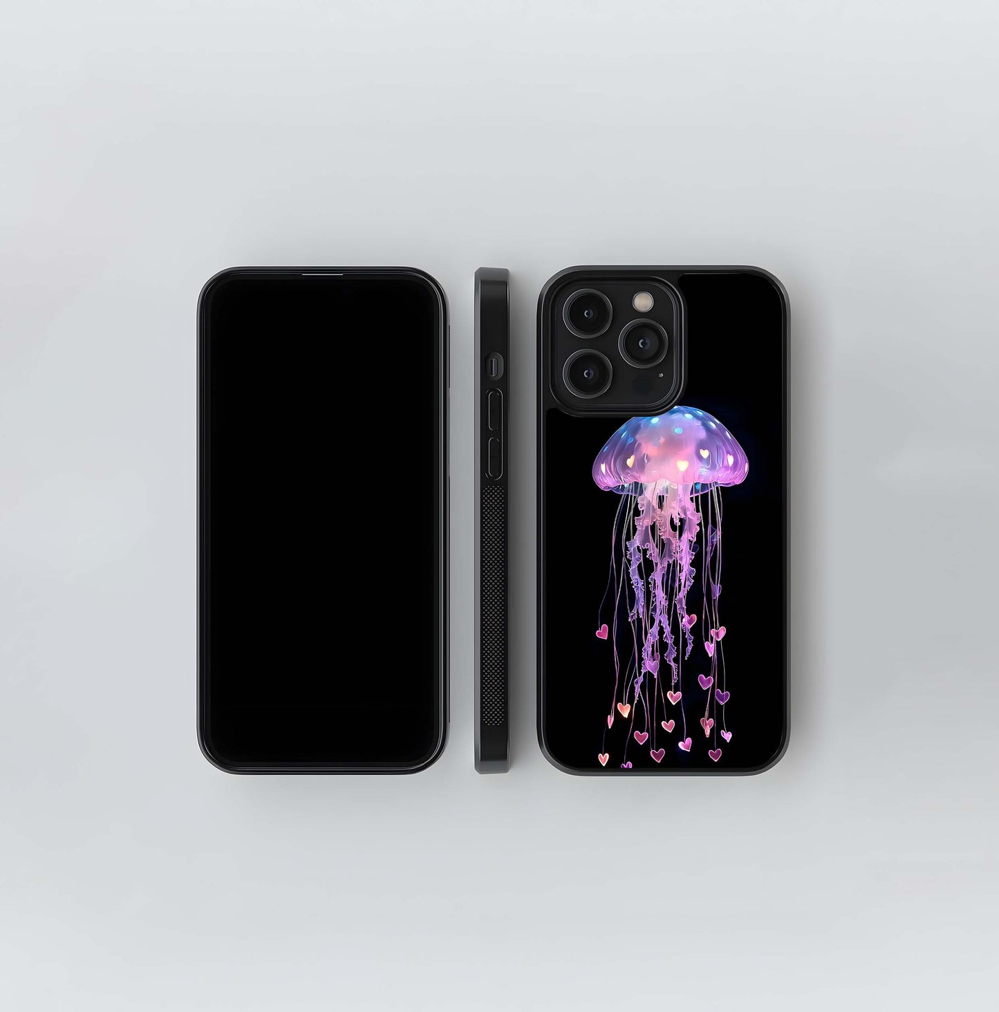 Neon Heart Jellyfish Glass Case