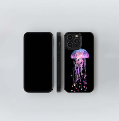 Neon Heart Jellyfish Glass Case