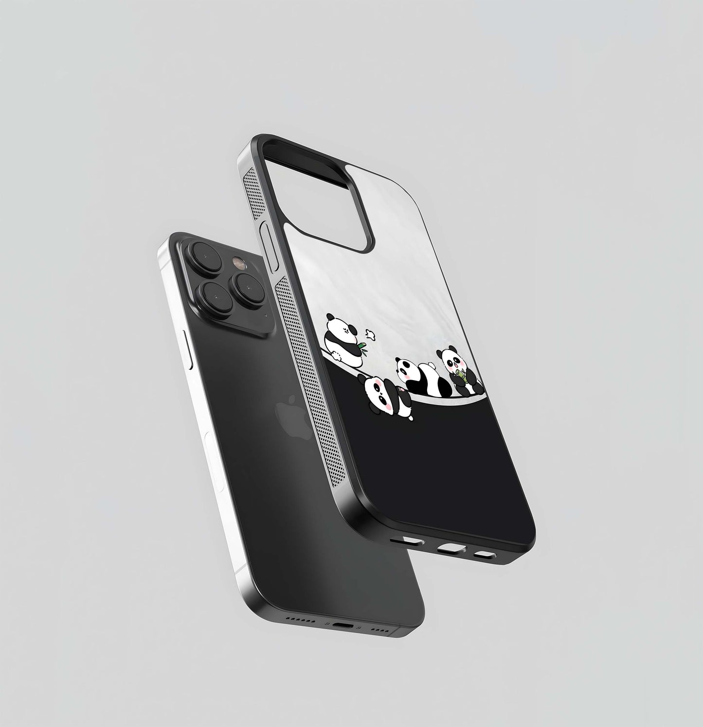 Chibi Panda Border Glass Case