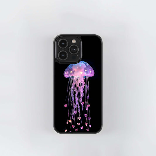 Neon Heart Jellyfish Glass Case