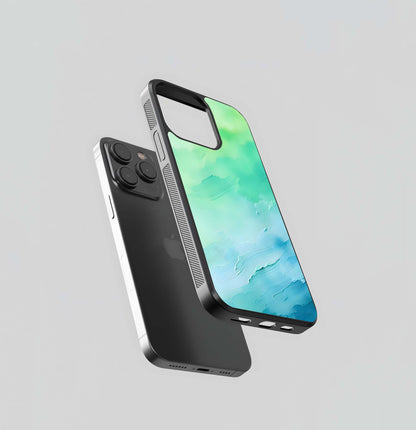 Green-Blue Impasto Gradient Glass Case