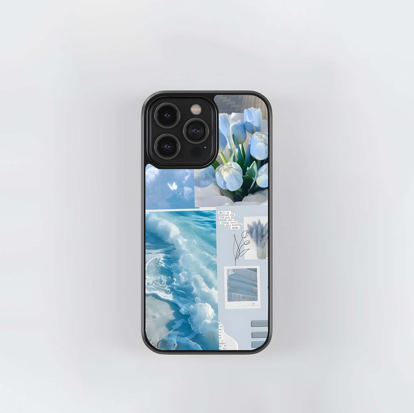 Blue Aesthetic Design Glass Case