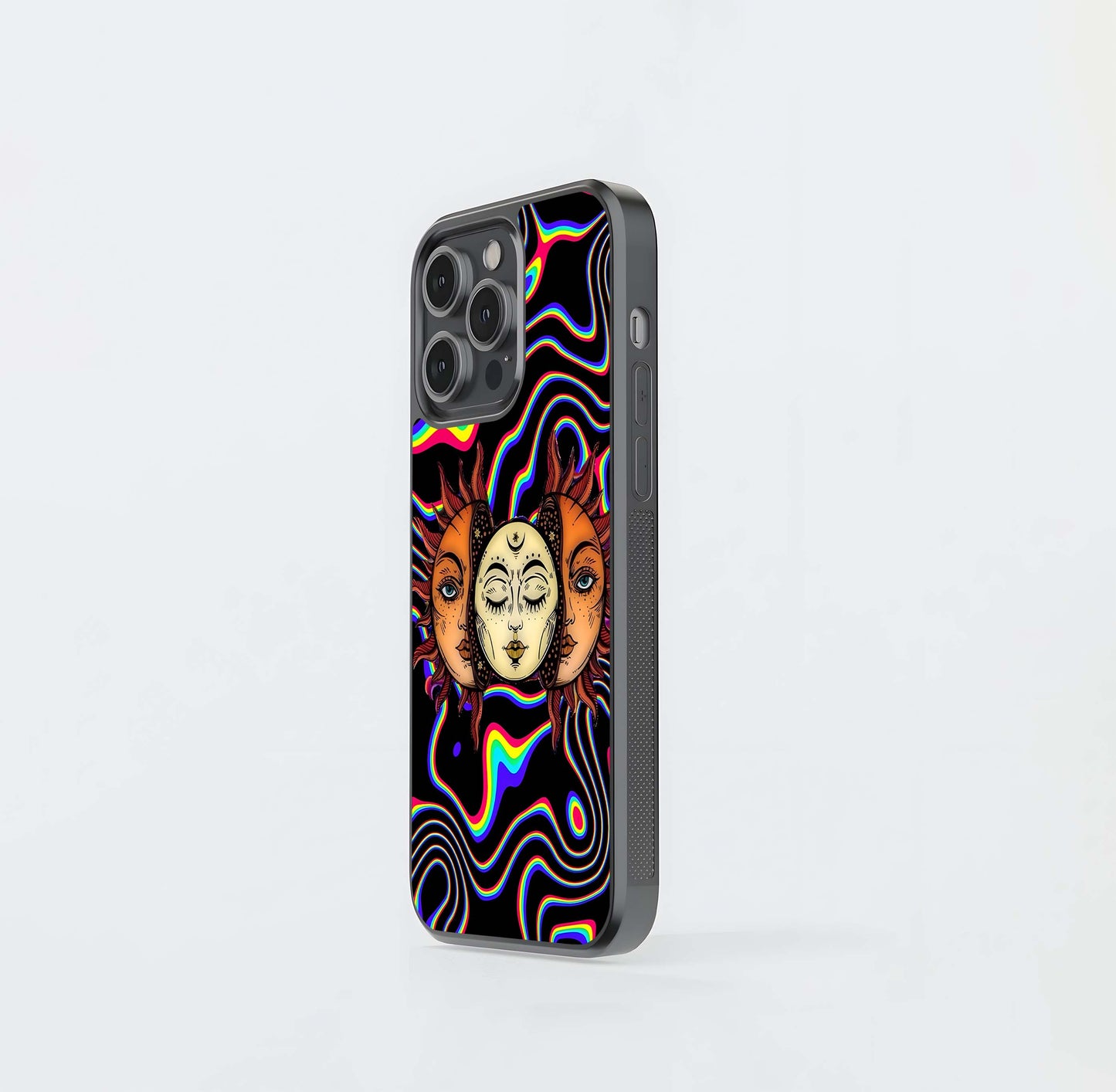 Psychedelic Sun and Moon Trio Glass Case