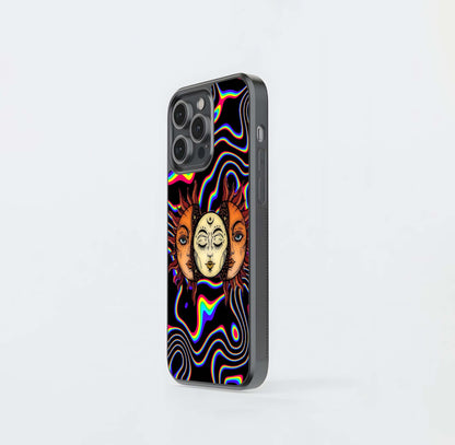 Psychedelic Sun and Moon Trio Glass Case