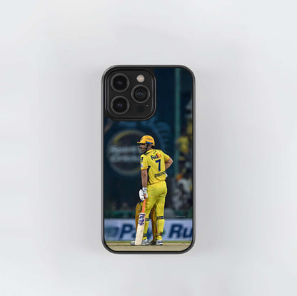MSD Batting Stance (CSK Yellow) Glass Case