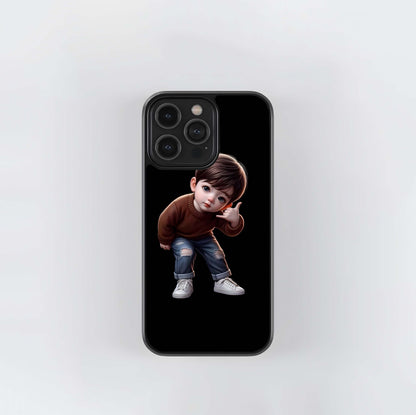 Cute Boy in Ripped Jeans Doing Shaka Hand Sign Glass Case