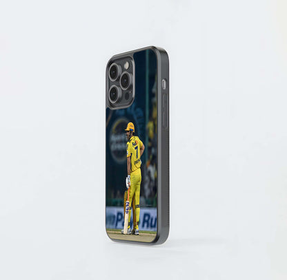 MSD Batting Stance (CSK Yellow) Glass Case