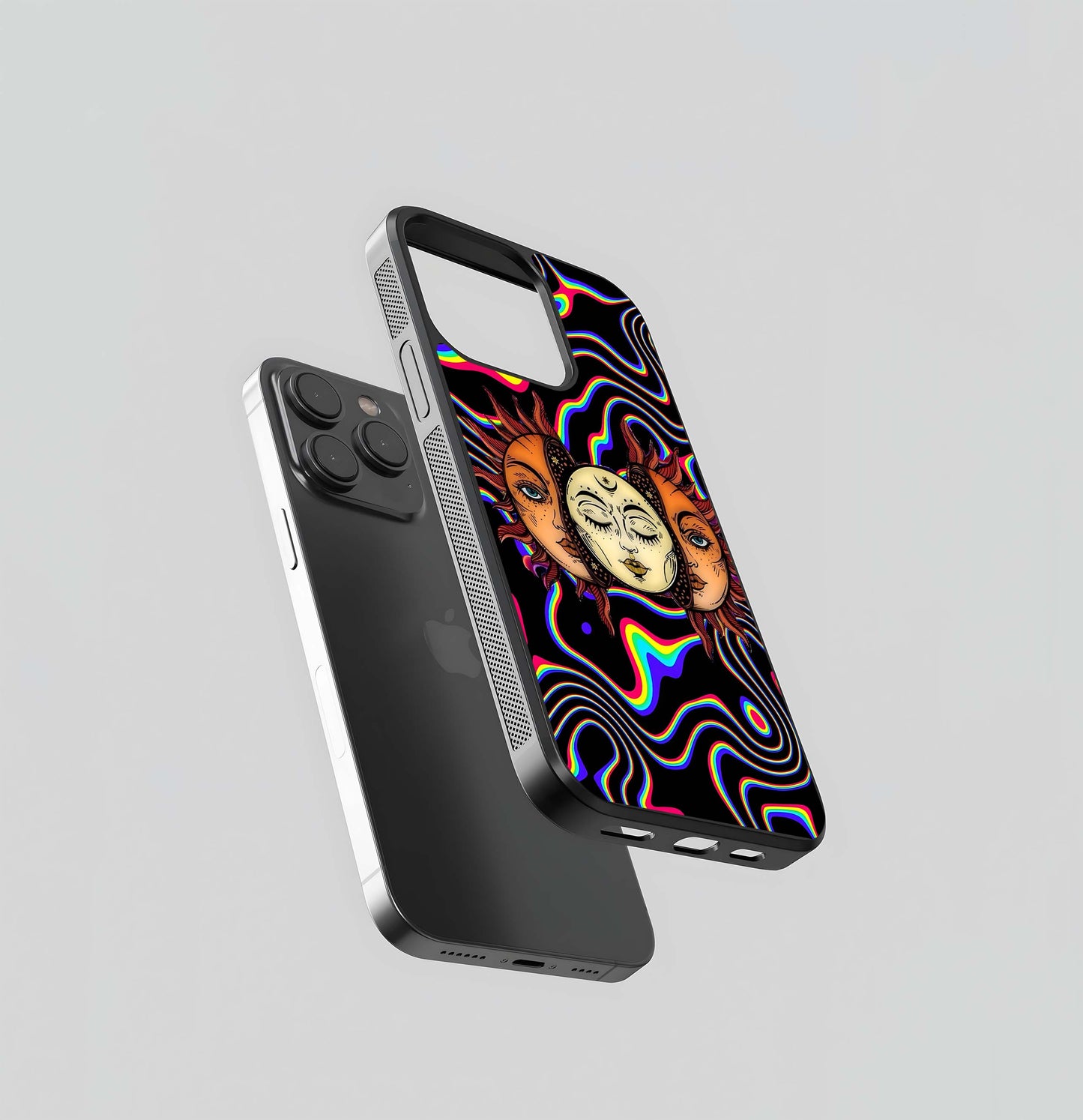 Psychedelic Sun and Moon Trio Glass Case