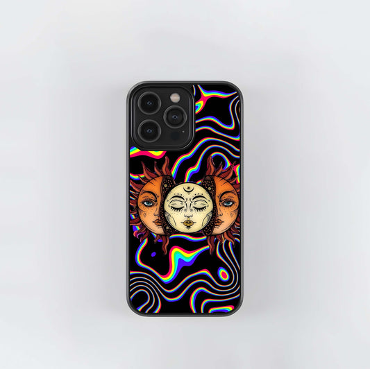 Psychedelic Sun and Moon Trio Glass Case