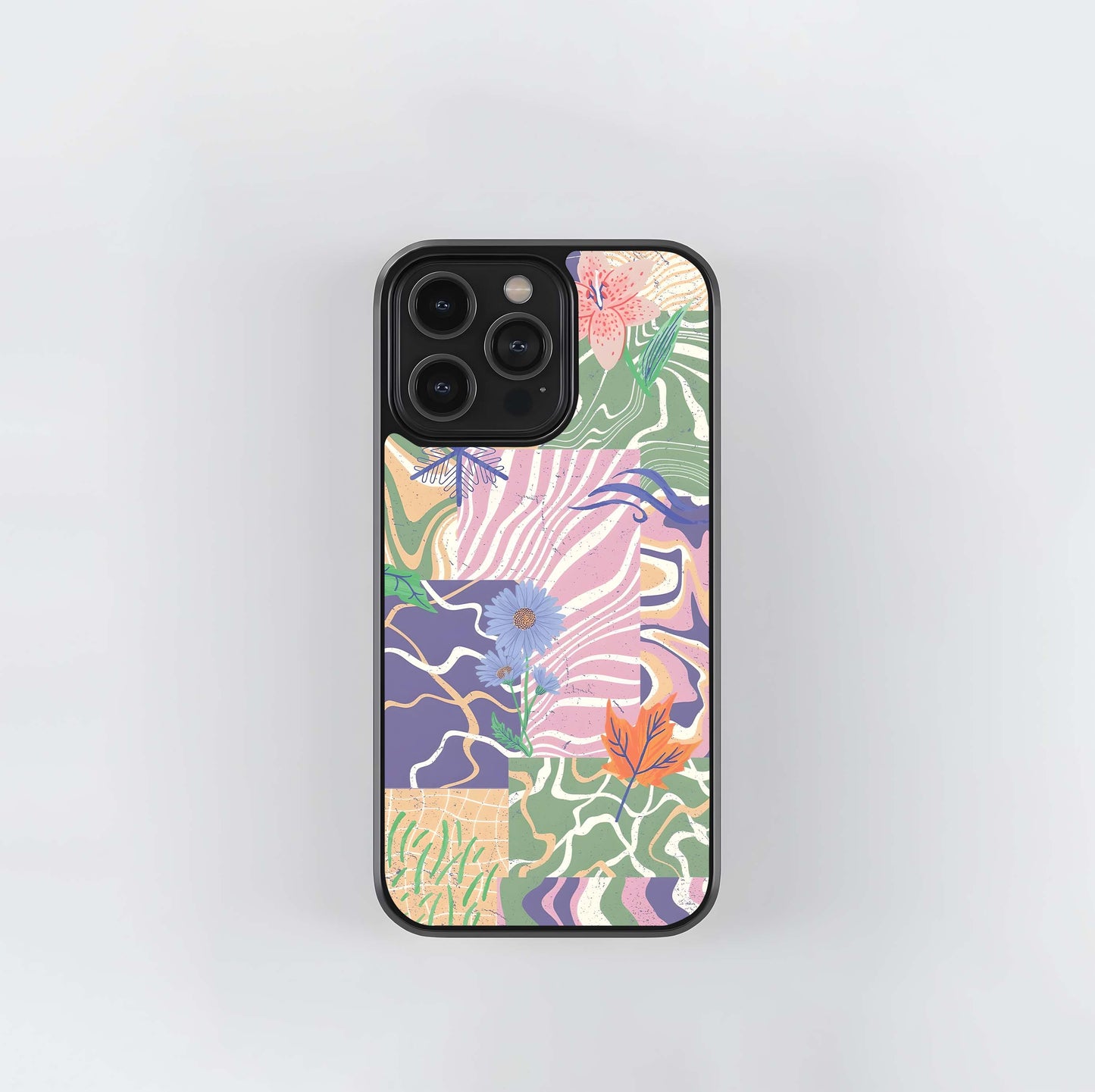 Abstract Nature Patchwork Glass Case