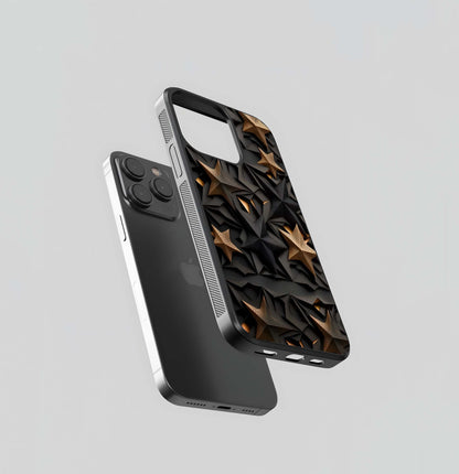 Black and Gold Origami Stars Glass Case