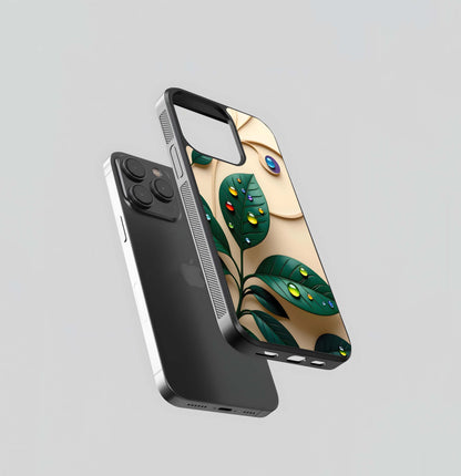 3D Paper Art Leaves Glass Case