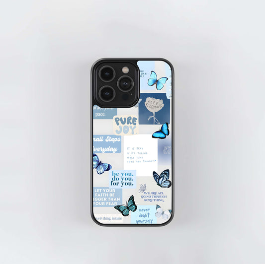 Blue Butterfly Energy Glass Case