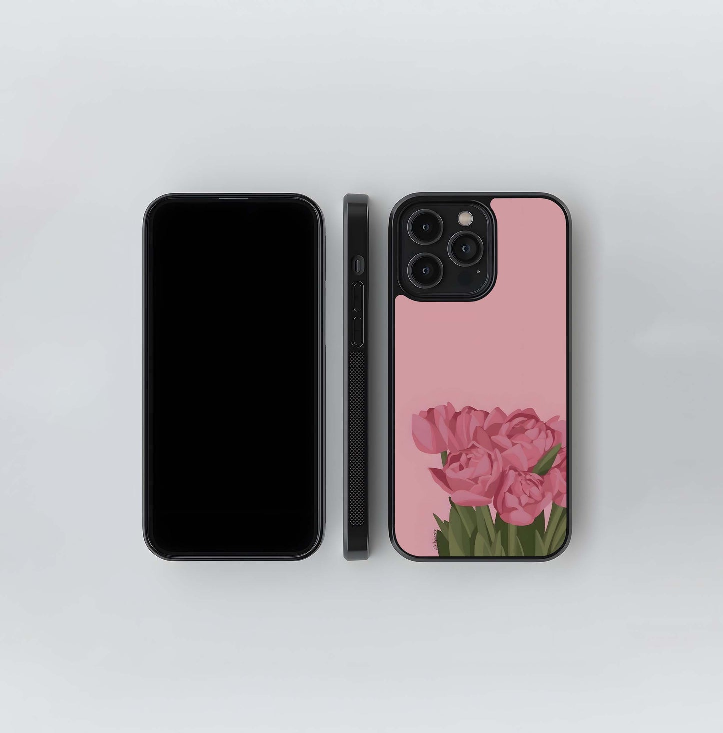 Bold Blush Blooms Glass Case