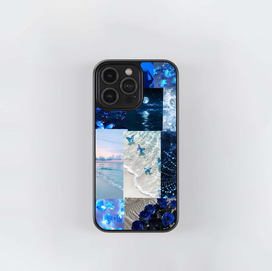 Blue Butterfly & Ocean Aesthetic Glass Case